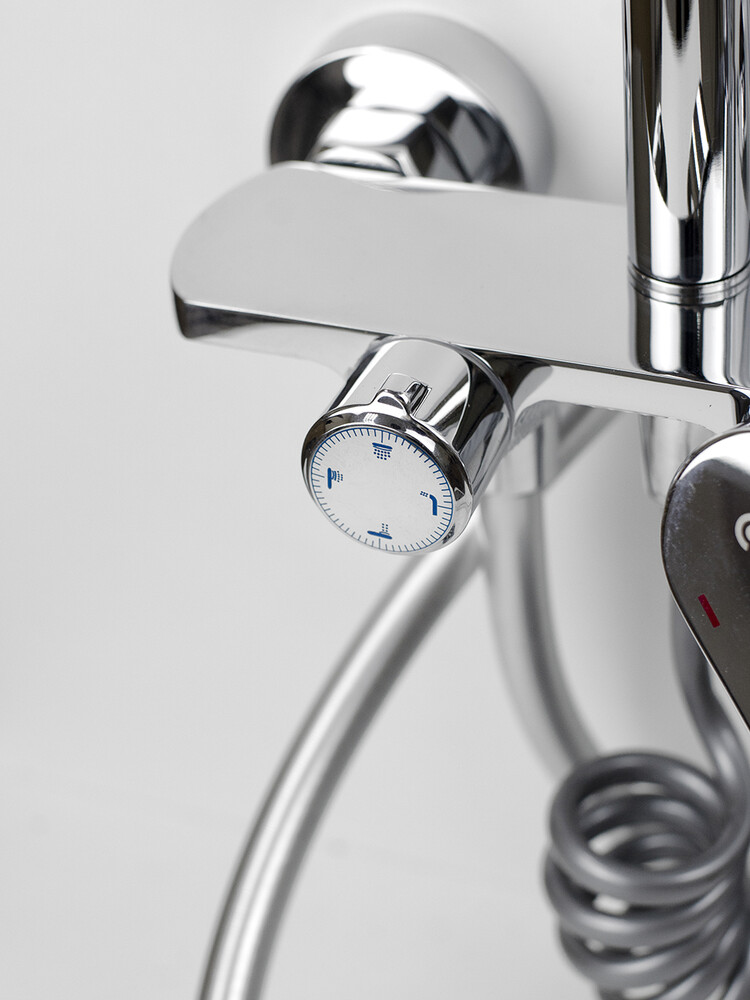 Душевая система SANTREK AQUA-1240 PRESTIGE (SAP-1240)  шар. d-35 с верхним душем, смесителем, гигиен лейкой (хром)