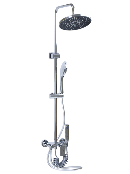 Душевая система SANTREK AQUA-1240 PRESTIGE (SAP-1240)  шар. d-35 с верхним душем, смесителем, гигиен лейкой (хром)