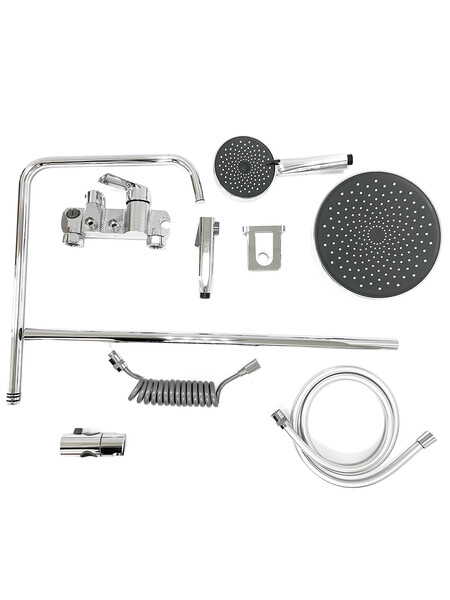 Душевая система SANTREK AQUA-1240 PRESTIGE (SAP-1240)  шар. d-35 с верхним душем, смесителем, гигиен лейкой (хром)