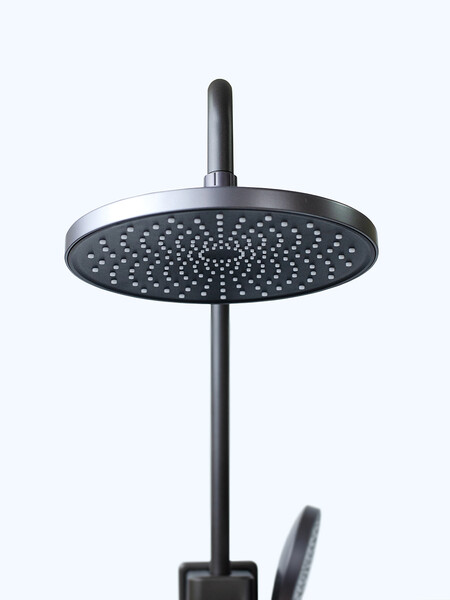 Душевая система SANTREK AQUA-1245 PRESTIGE (SAP-1245)  шар. d-35 с верхним душем, смесителем, гигиен лейкой (оруж сталь)