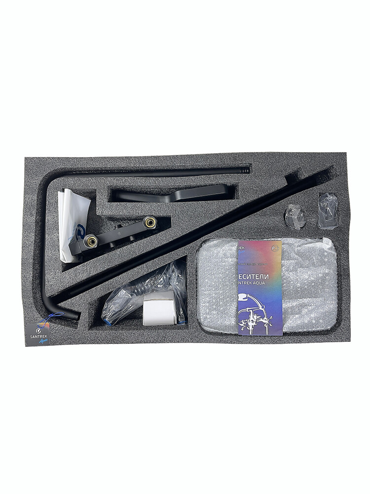 Душевая система SANTREK AQUA-1250 PRESTIGE (SAP-1250)  шар. d-28 с верхним душем, смесителем, гигиен лейкой (черный)