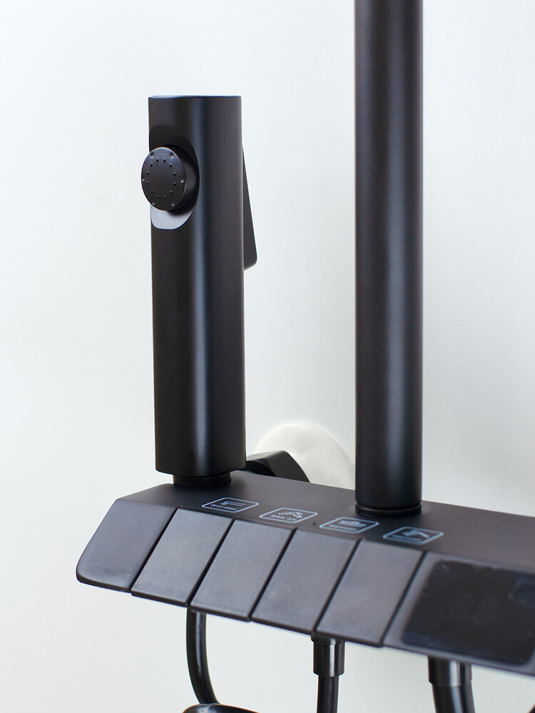 Душевая система SANTREK AQUA-1250 PRESTIGE (SAP-1250)  шар. d-28 с верхним душем, смесителем, гигиен лейкой (черный)