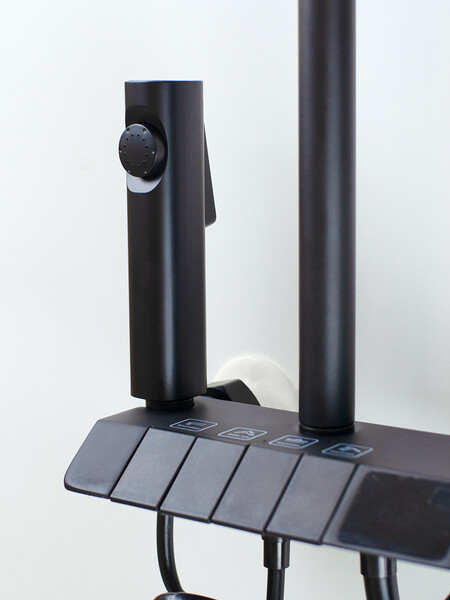 Душевая система SANTREK AQUA-1250 PRESTIGE (SAP-1250)  шар. d-28 с верхним душем, смесителем, гигиен лейкой (черный)