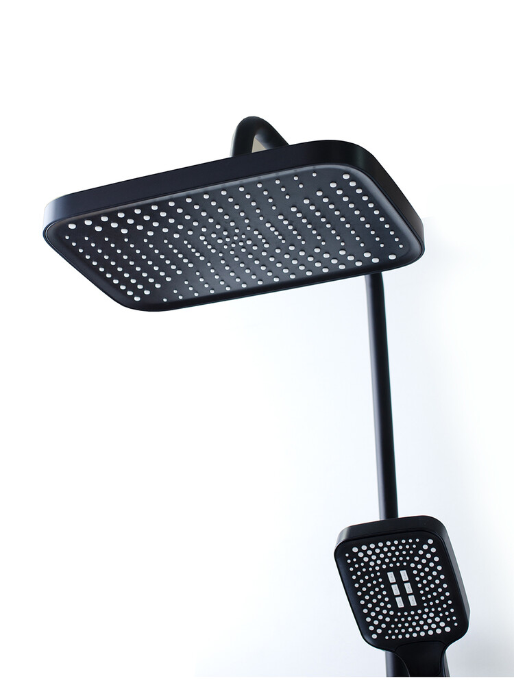 Душевая система SANTREK AQUA-1250 PRESTIGE (SAP-1250)  шар. d-28 с верхним душем, смесителем, гигиен лейкой (черный)