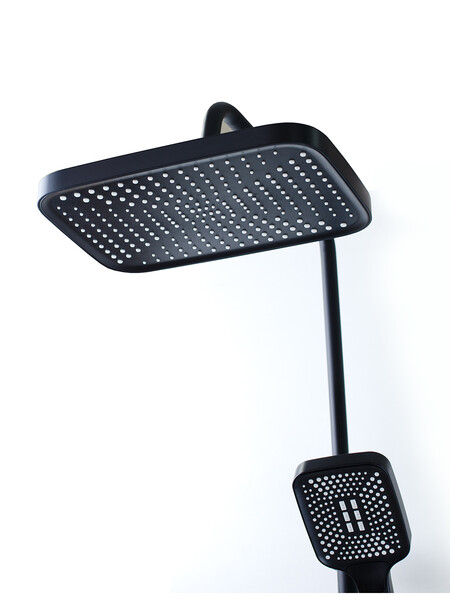 Душевая система SANTREK AQUA-1250 PRESTIGE (SAP-1250)  шар. d-28 с верхним душем, смесителем, гигиен лейкой (черный)