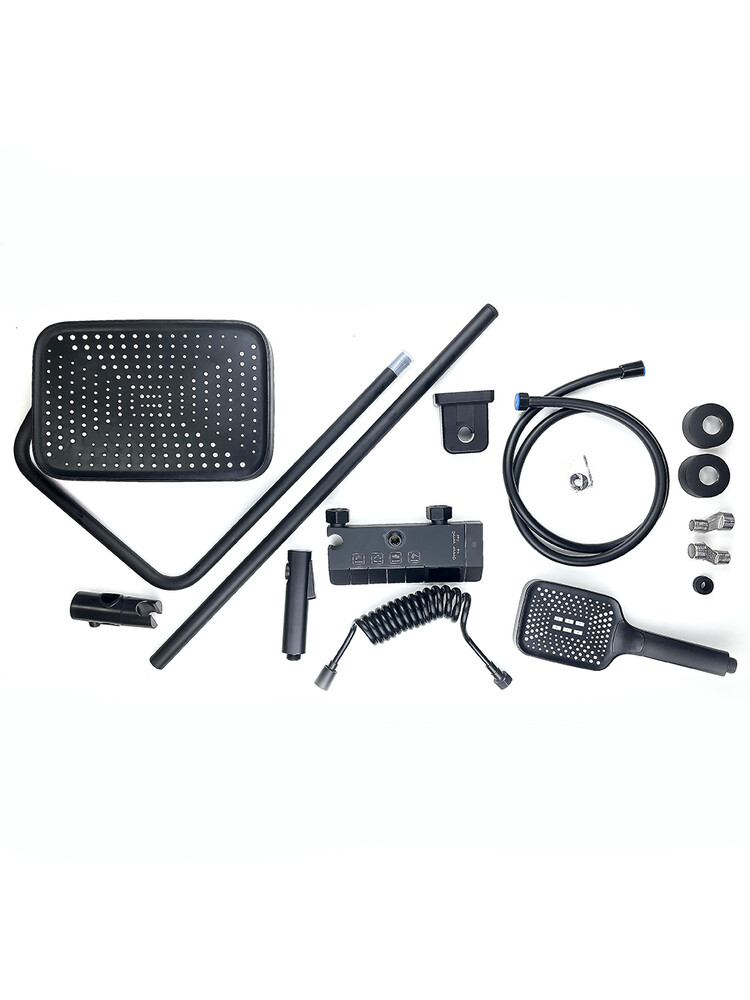 Душевая система SANTREK AQUA-1250 PRESTIGE (SAP-1250)  шар. d-28 с верхним душем, смесителем, гигиен лейкой (черный)