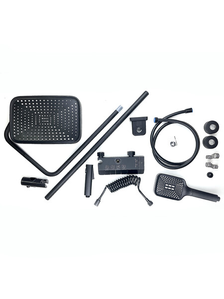 Душевая система SANTREK AQUA-1250 PRESTIGE (SAP-1250)  шар. d-28 с верхним душем, смесителем, гигиен лейкой (черный)