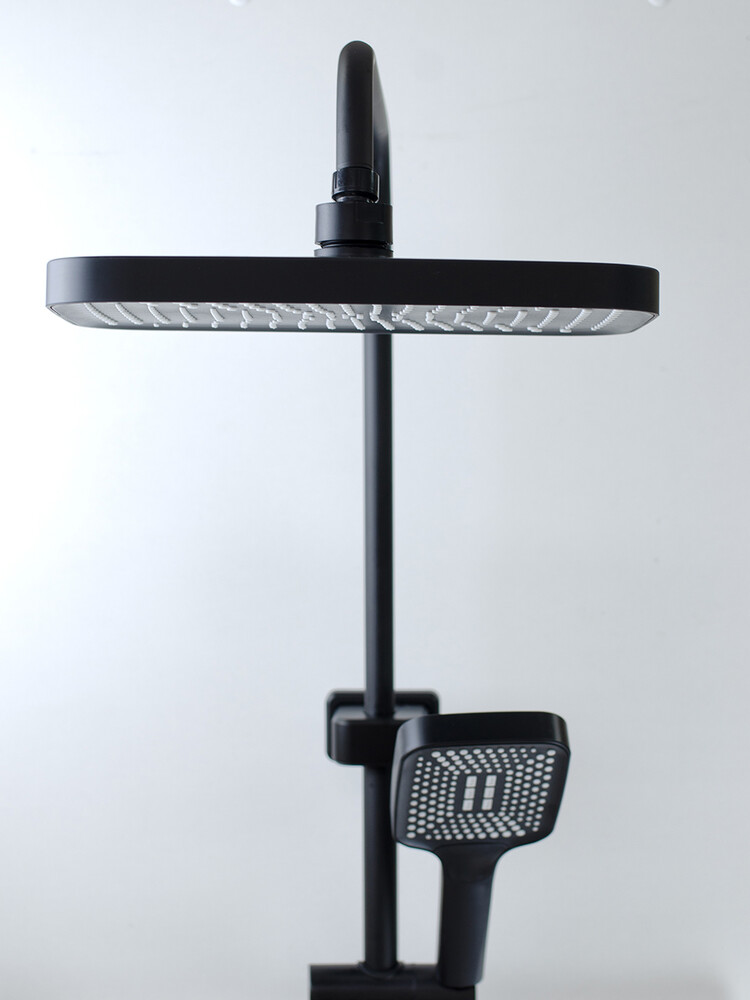 Душевая система SANTREK AQUA-1250 PRESTIGE (SAP-1250)  шар. d-28 с верхним душем, смесителем, гигиен лейкой (черный)