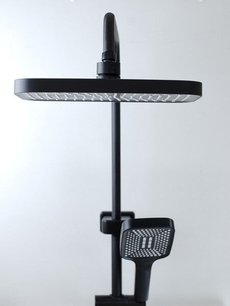 Душевая система SANTREK AQUA-1250 PRESTIGE (SAP-1250)  шар. d-28 с верхним душем, смесителем, гигиен лейкой (черный)