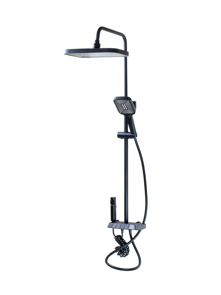 Душевая система SANTREK AQUA-1250 PRESTIGE (SAP-1250)  шар. d-28 с верхним душем, смесителем, гигиен лейкой (черный)