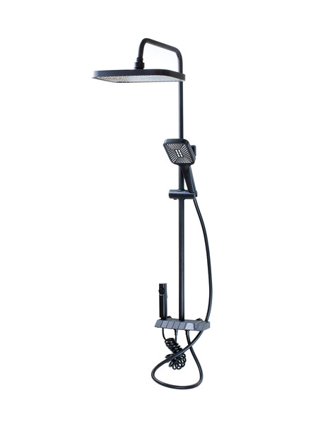 Душевая система SANTREK AQUA-1250 PRESTIGE (SAP-1250)  шар. d-28 с верхним душем, смесителем, гигиен лейкой (черный)