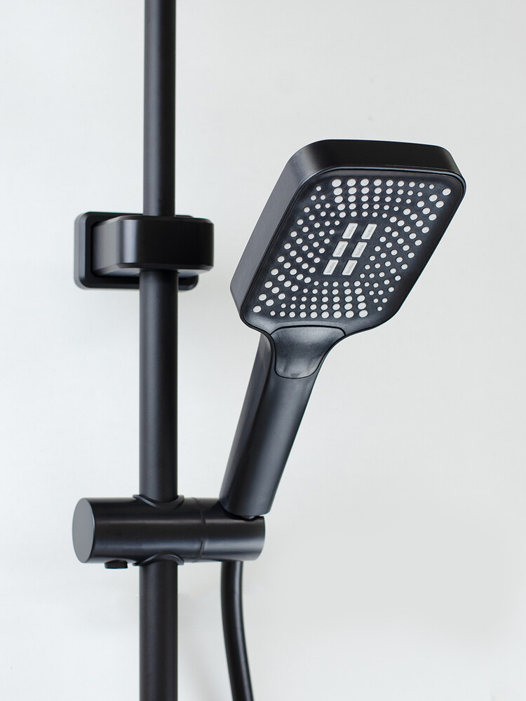 Душевая система SANTREK AQUA-1250 PRESTIGE (SAP-1250)  шар. d-28 с верхним душем, смесителем, гигиен лейкой (черный)