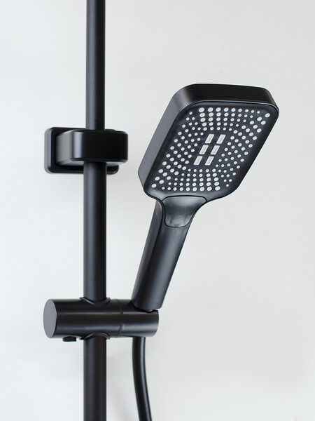 Душевая система SANTREK AQUA-1250 PRESTIGE (SAP-1250)  шар. d-28 с верхним душем, смесителем, гигиен лейкой (черный)