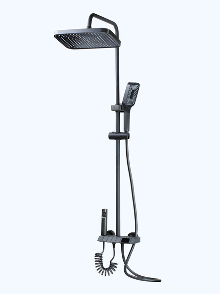 Душевая система SANTREK AQUA-1255 PRESTIGE (SAP-1255)  шар. d-28 с верхним душем, смесителем, гигиен лейкой (оруж сталь)