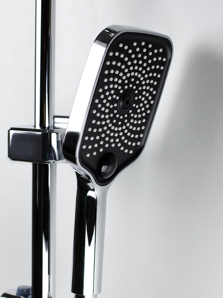 Душевая система SANTREK AQUA-1260 PRESTIGE (SAP-1260)  шар. d-35 с верхним душем, смесителем, гигиен лейкой (хром)