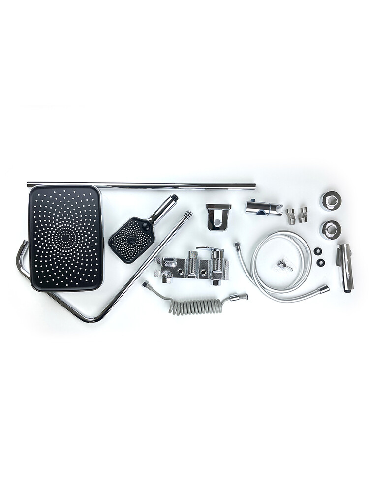 Душевая система SANTREK AQUA-1260 PRESTIGE (SAP-1260)  шар. d-35 с верхним душем, смесителем, гигиен лейкой (хром)