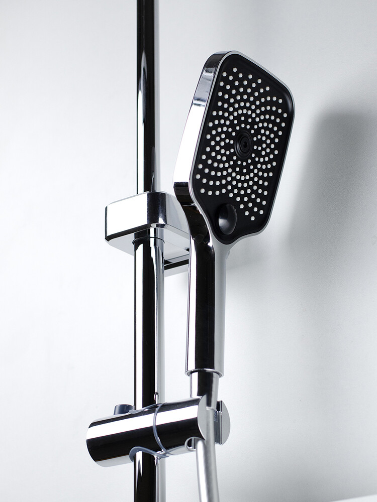 Душевая система SANTREK AQUA-1260 PRESTIGE (SAP-1260)  шар. d-35 с верхним душем, смесителем, гигиен лейкой (хром)