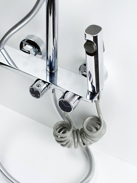 Душевая система SANTREK AQUA-1265 PRESTIGE (SAP-1265)  шар. d-35 с верхним душем, смесителем, гигиен лейкой (хром)