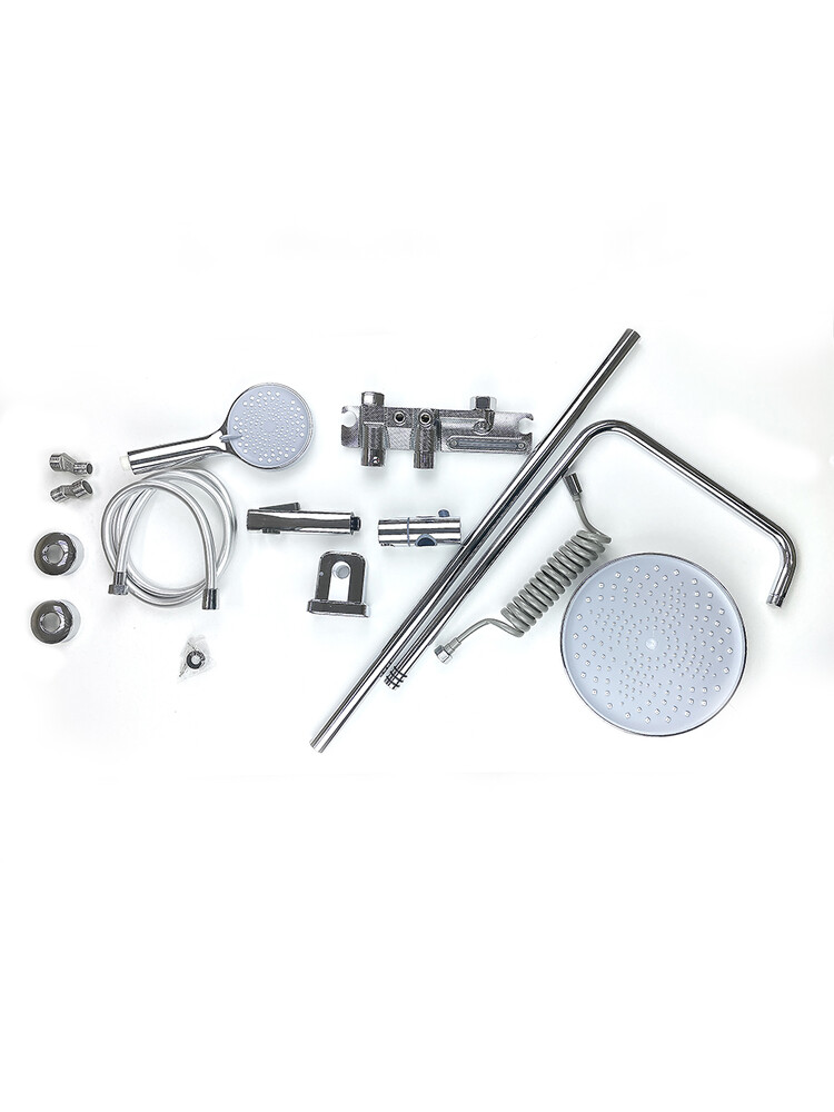 Душевая система SANTREK AQUA-1265 PRESTIGE (SAP-1265)  шар. d-35 с верхним душем, смесителем, гигиен лейкой (хром)