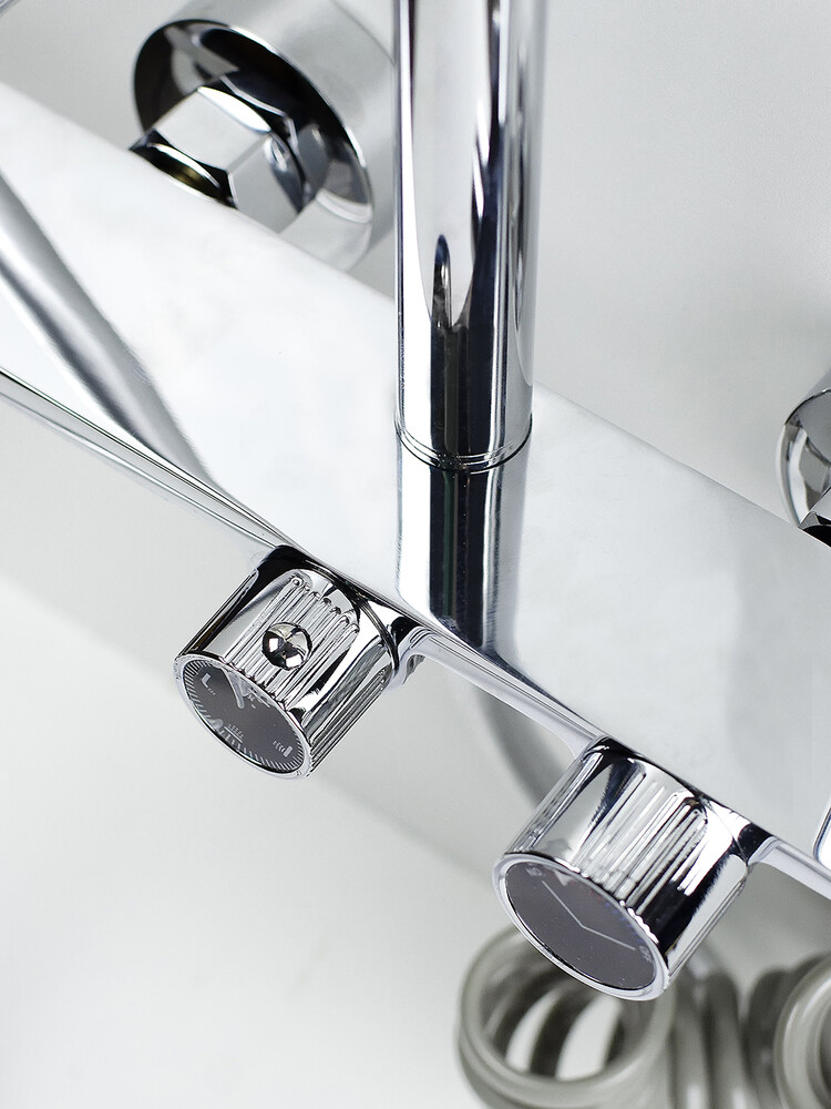 Душевая система SANTREK AQUA-1265 PRESTIGE (SAP-1265)  шар. d-35 с верхним душем, смесителем, гигиен лейкой (хром)