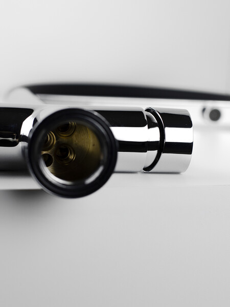 Смеситель Кухня SANTREK AQUA-1031 "PRESTIGE" (SAP-1031) шар. d-35 с гибким силиконовым изливом, с подключением фильтра питьевой воды (хром/черный)