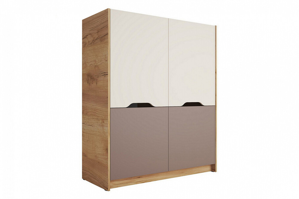 RICH Шкаф ШК-004 Корпус - Дуб Крафт золотой  Фасад ЛДСП - Миндаль / Глиняный серый (2 места) ЧЭ471 КАТЕГОРИЯ А