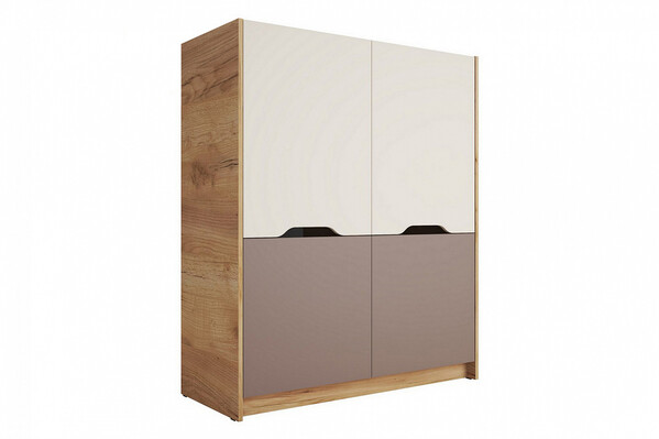 RICH Шкаф ШК-004 Корпус - Дуб Крафт золотой  Фасад ЛДСП - Миндаль / Глиняный серый (2 места) ЧЭ471 КАТЕГОРИЯ А