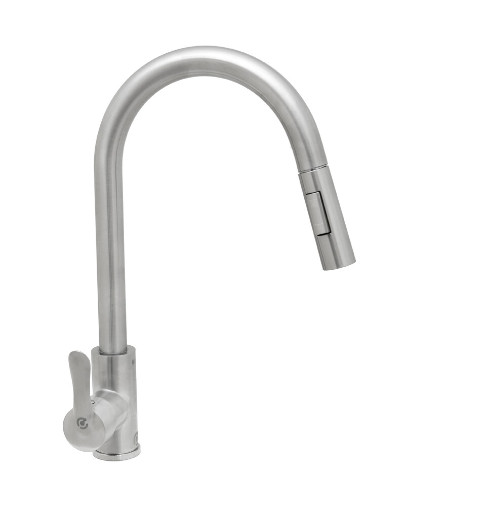 Смеситель Кухня SANTREK AQUA-828  "INOX"  шар. d-35 нерж, с выдвижным изливом