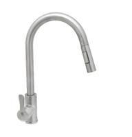 Смеситель Кухня SANTREK AQUA-828  "INOX"  шар. d-35 нерж, с выдвижным изливом