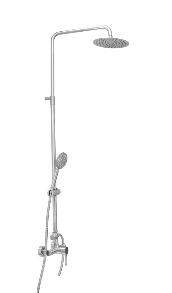 Душевая система SANTREK AQUA-992 INOX шар d-35 нерж, с верхним душем и смесителем (без излива)