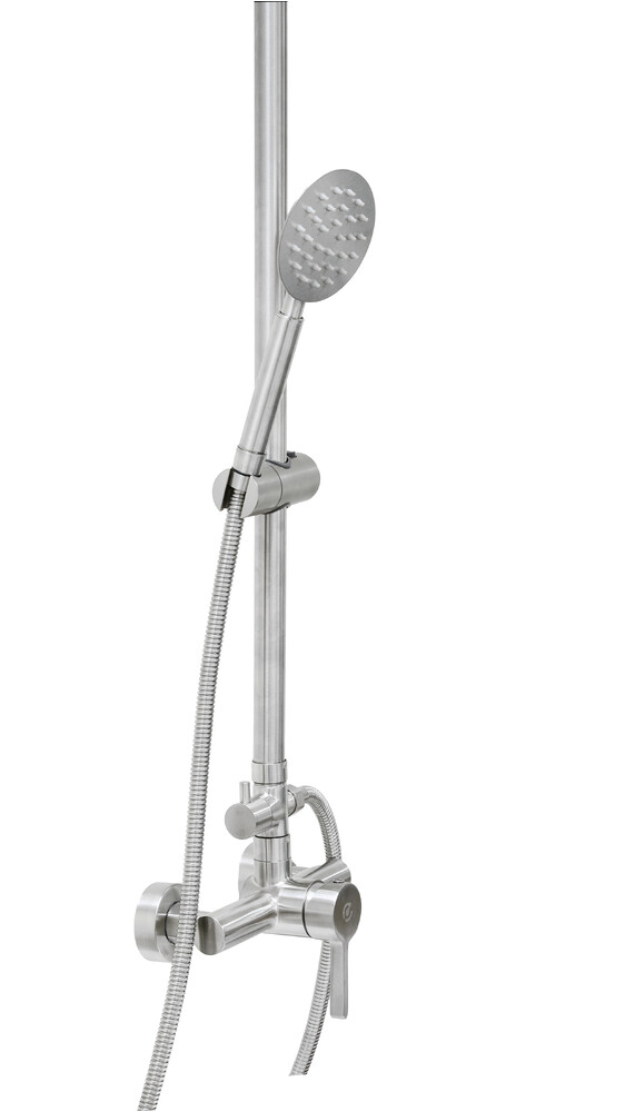 Душевая система SANTREK AQUA-992 INOX шар d-35 нерж, с верхним душем и смесителем (без излива)