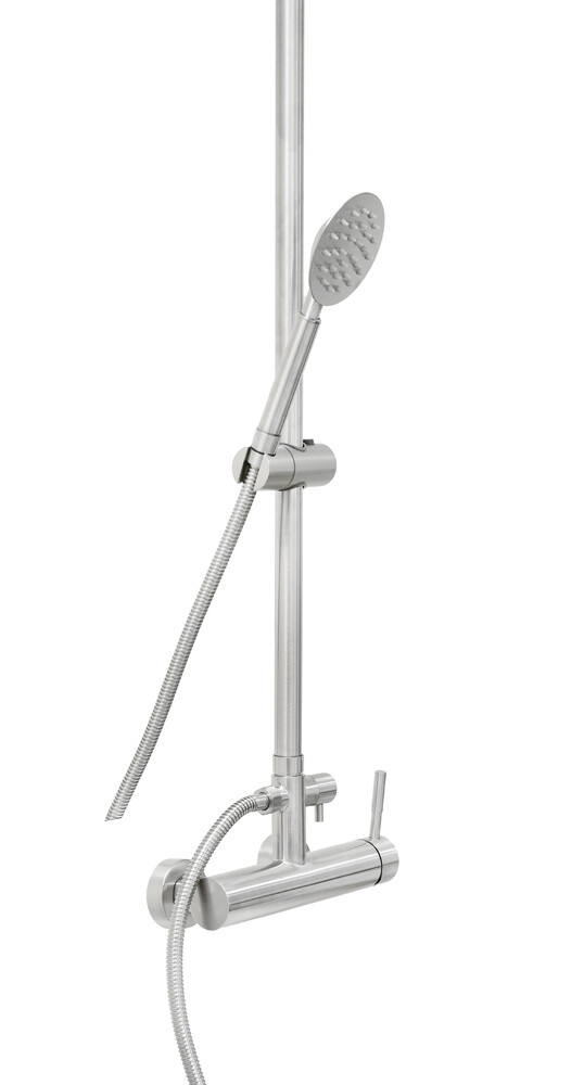  Душевая система SANTREK AQUA-994 INOX шар d-35 нерж, с верхним душем и смесителем (без излива)