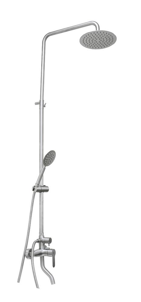 Душевая система SANTREK AQUA-995 INOX шар d-35 нерж, с верхним душем и смесителем 