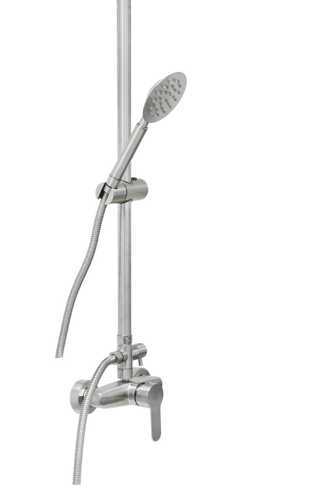  Душевая система SANTREK AQUA-997 INOX шар d-35 нерж, с верхним душем и смесителем (без излива)