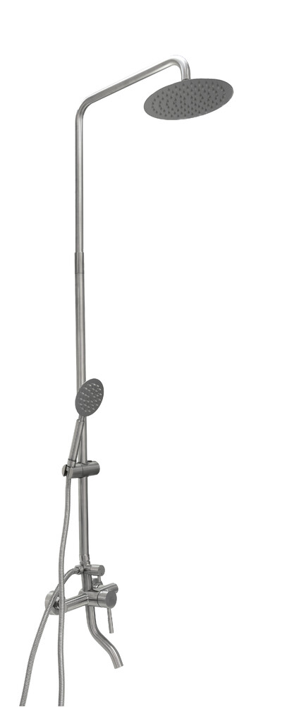 Душевая система SANTREK AQUA-998 INOX шар d-35 нерж, с верхним душем и смесителем 