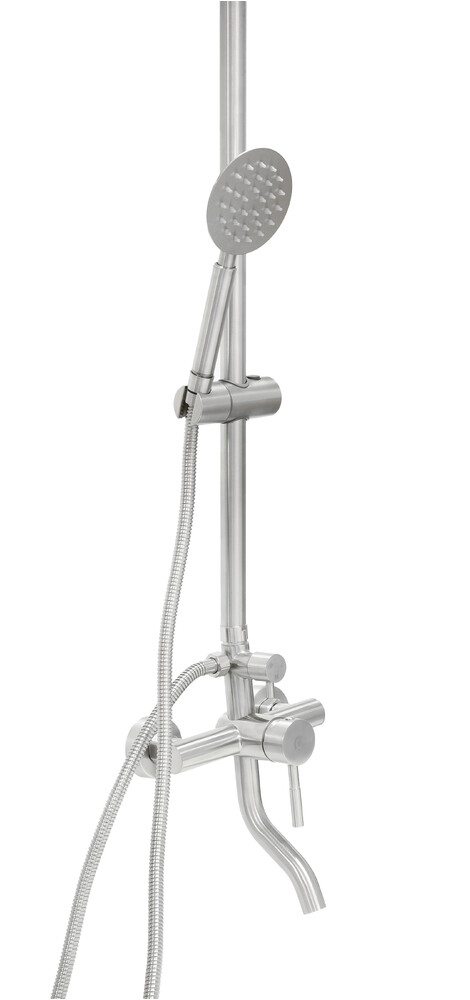 Душевая система SANTREK AQUA-998 INOX шар d-35 нерж, с верхним душем и смесителем 