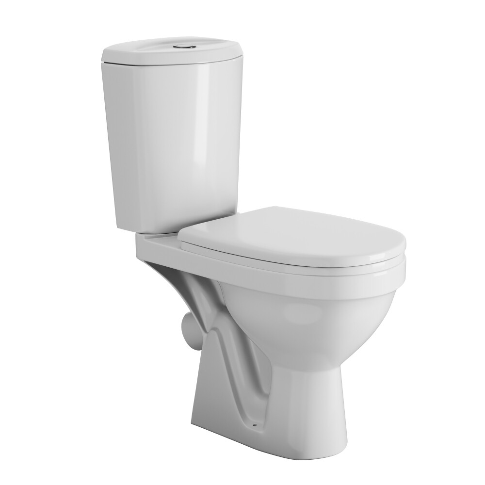 Унитаз-компакт Rosa "ДОН" Белый, 2-х режимная арматура, косой выпуск, высота от пола до сиденья 450 мм!!! (г.Киров)