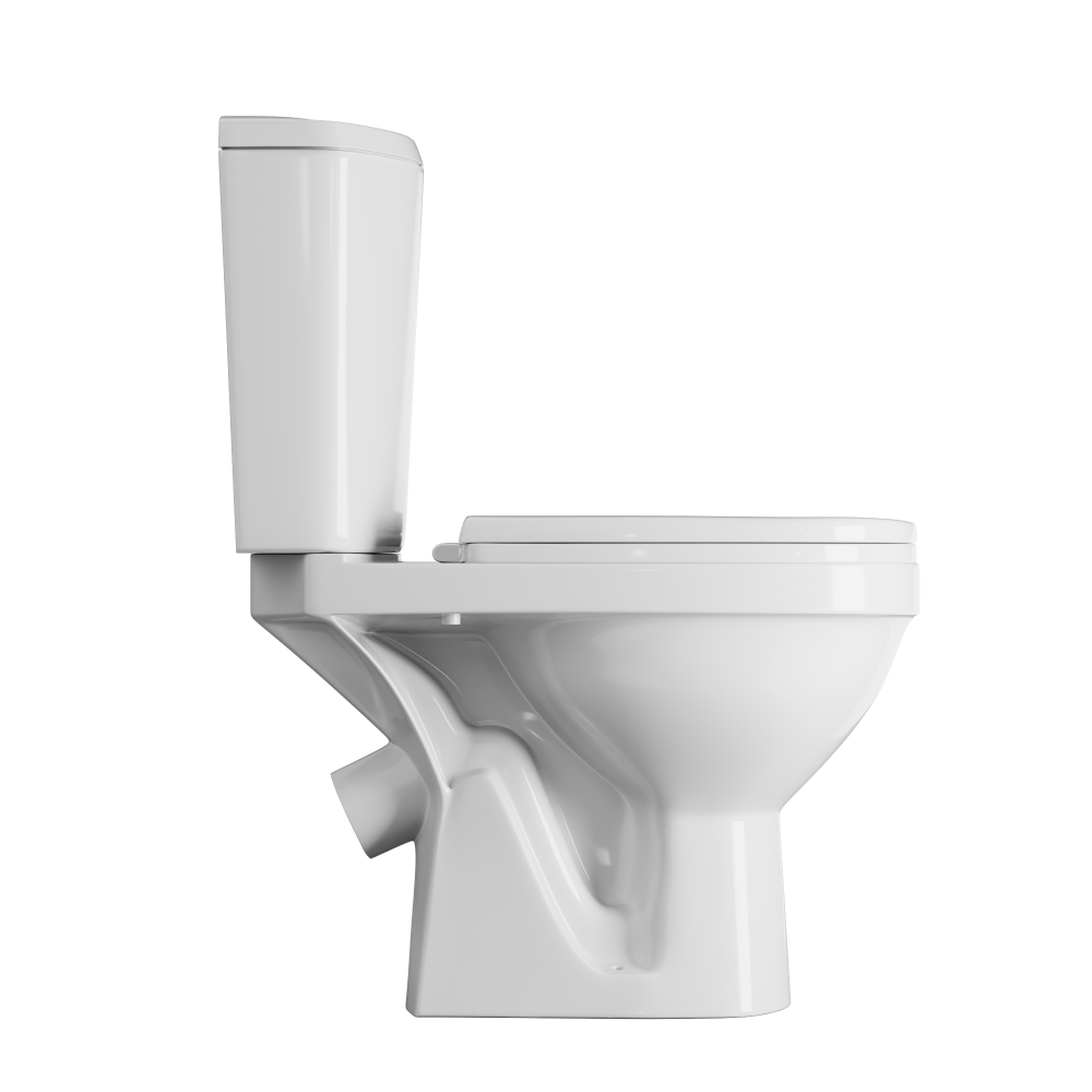 Унитаз-компакт Rosa "ДОН" Белый, 2-х режимная арматура, косой выпуск, высота от пола до сиденья 450 мм!!! (г.Киров)