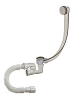 А-28089 Cифон для ванны (обвязка) ОРИО 1 1/2"х40, регул., с перел. и гиб.трубой 40-40/50 (полуавтом)