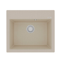 Мойка 9910014 HANKA 570 кухонная из кварцгранита, БЕЖЕВЫЙ 570*500 прямоугольная 1 чаша (крепеж, сливная арматура с переливом) LEMARK