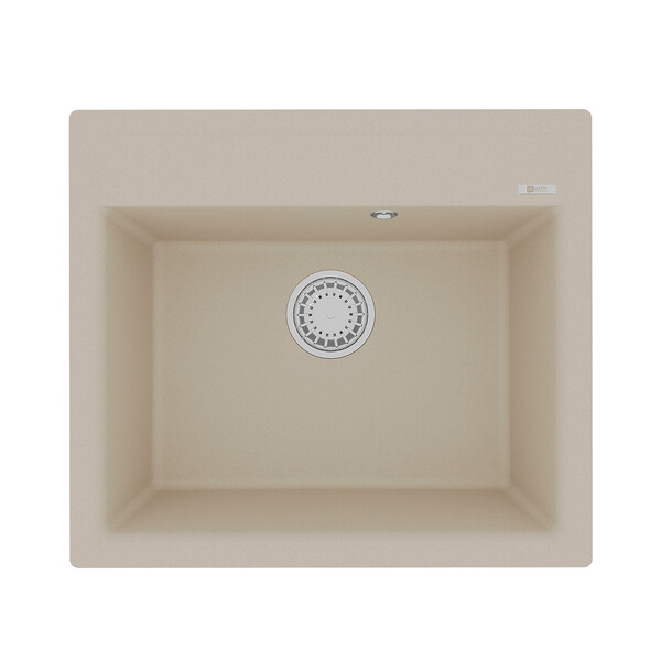 Мойка 9910014 HANKA 570 кухонная из кварцгранита, БЕЖЕВЫЙ 570*500 прямоугольная 1 чаша (крепеж, сливная арматура с переливом) LEMARK