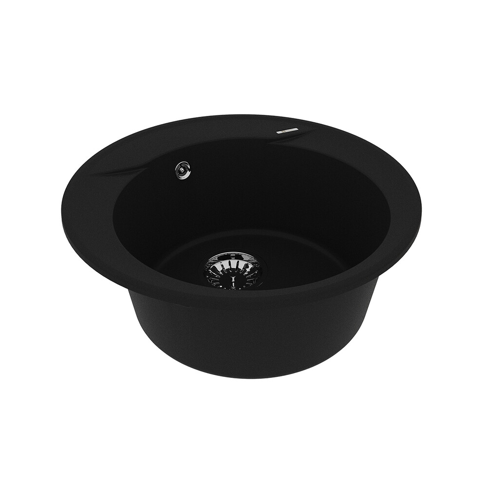 Мойка 9910001 SULA 500 кухонная из кварцгранита, АНТРАЦИТ круглая 1 чаша (крепеж, сливная арматура с переливом) LEMARK