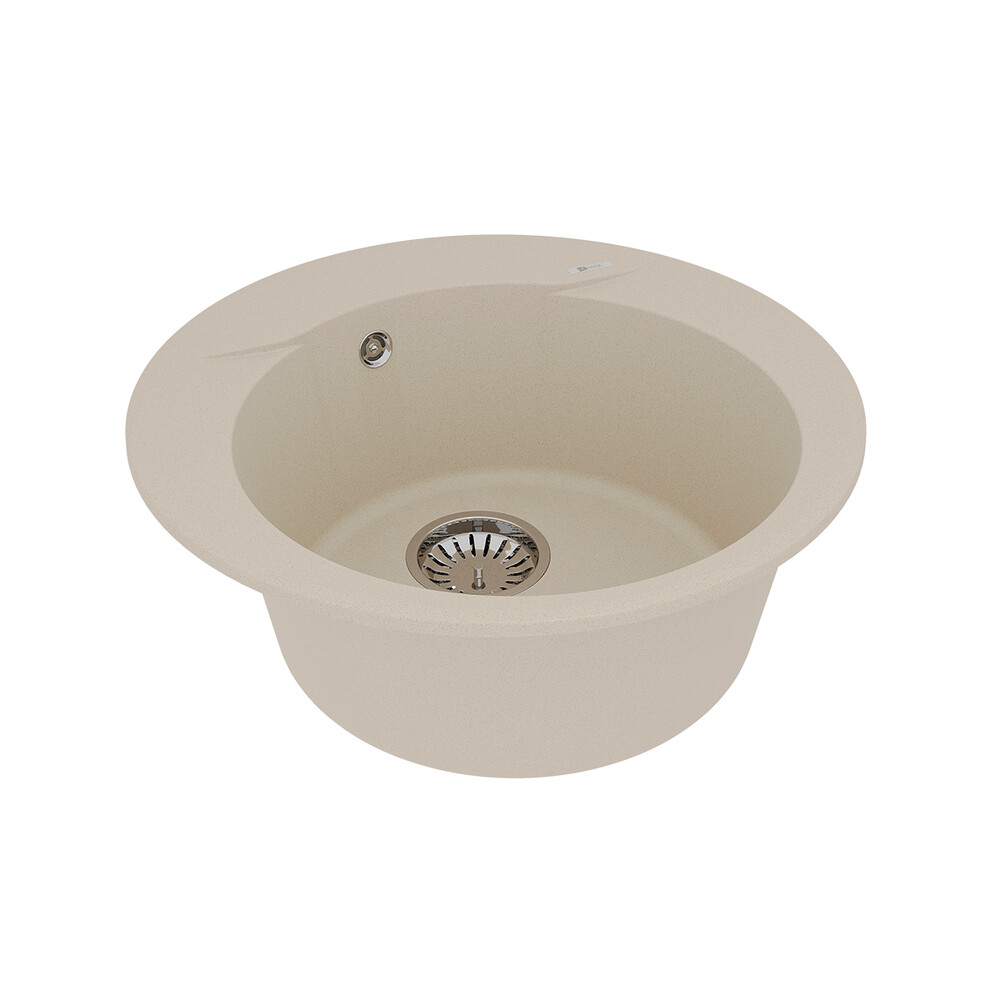 Мойка 9910002 SULA 500 кухонная из кварцгранита, БЕЖЕВЫЙ круглая 1 чаша (крепеж, сливная арматура с 