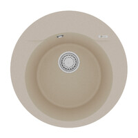 Мойка 9910002 SULA 500 кухонная из кварцгранита, БЕЖЕВЫЙ круглая 1 чаша (крепеж, сливная арматура с 