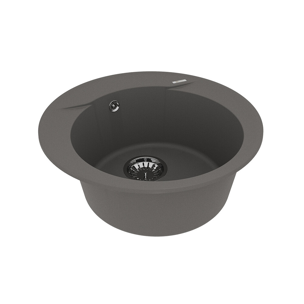 Мойка 9910005 SULA 500 кухонная из кварцгранита, СЕРЫЙ ШЕЛК круглая 1 чаша (крепеж, сливная арматура