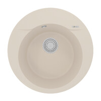 Мойка 9910006 SULA 500 кухонная из кварцгранита, ШАМПАНЬ круглая 1 чаша (крепеж, сливная арматура с 