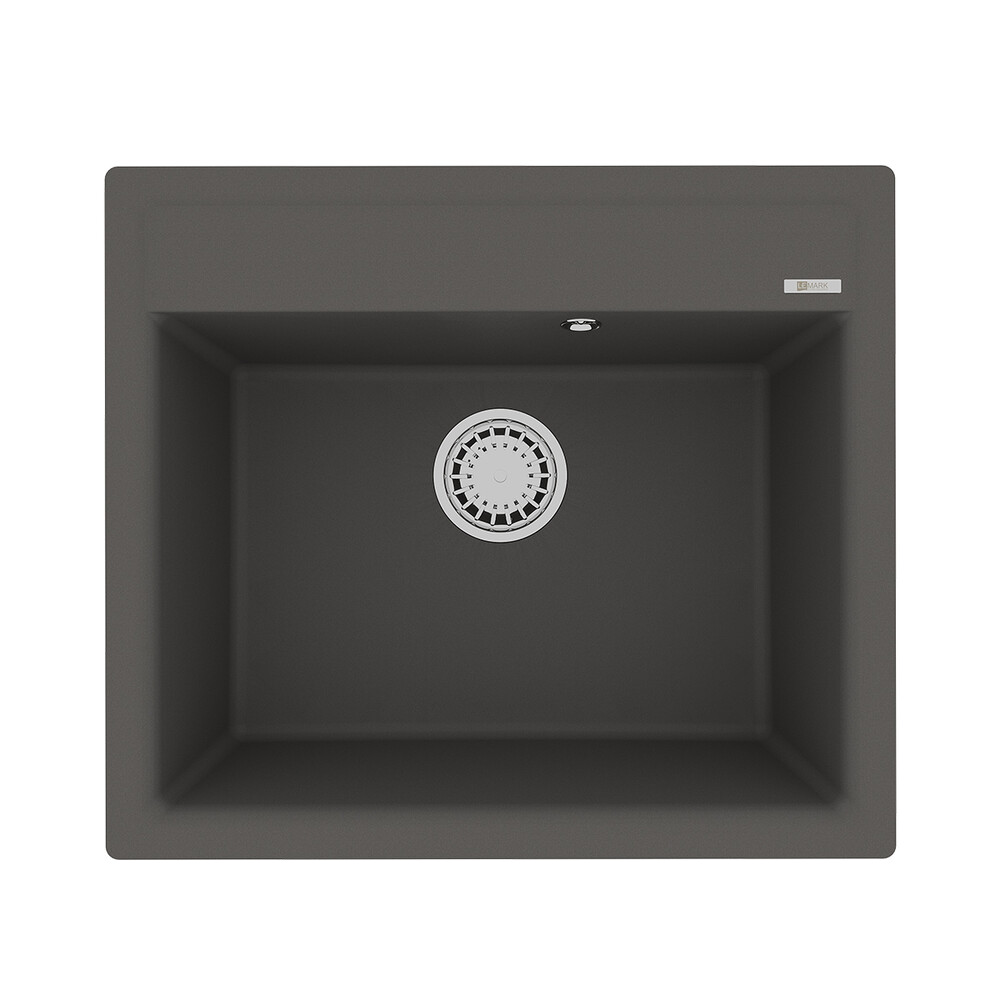 Мойка 9910017 HANKA 570 кухонная из кварцгранита, СЕРЫЙ ШЕЛК 570*500 прямоугольная 1 чаша (крепеж, сливная арматура с переливом) LEMARK
