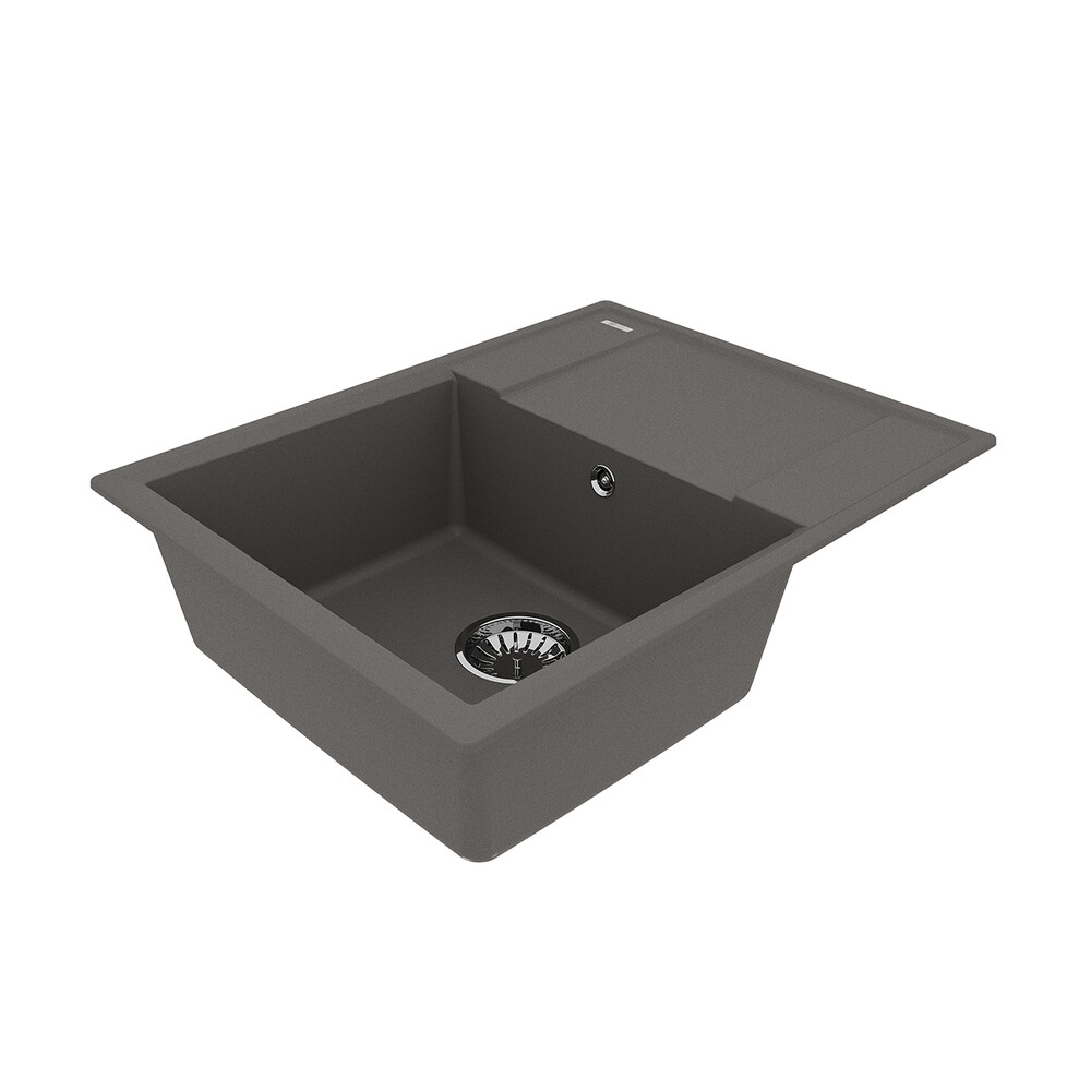 Мойка 9910023 IMANDRA 640 кухонная из кварцгранита, СЕРЫЙ ШЕЛК 640*500 прямоугольная с крылом 1 чаша