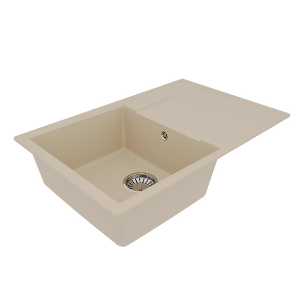Мойка 9910026 IMANDRA 760 кухонная из кварцгранита, БЕЖЕВЫЙ 760*500 прямоугольная с крылом 1 чаша (крепеж, сливная арматура с переливом) LEMARK