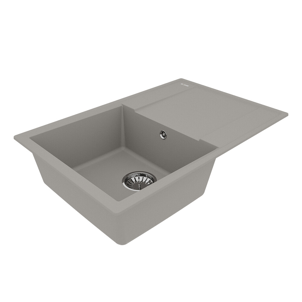 Мойка 9910027 IMANDRA 760 кухонная из кварцгранита, ГРЕЙ 760*500 прямоугольная с крылом 1 чаша (креп